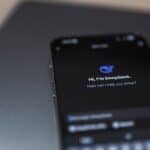 Close-up of a smartphone displaying an AI chat interface with the DeepSeek app.